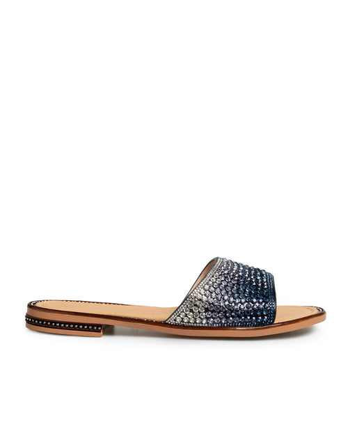 Sandalia Plana Azul Brillos 1042